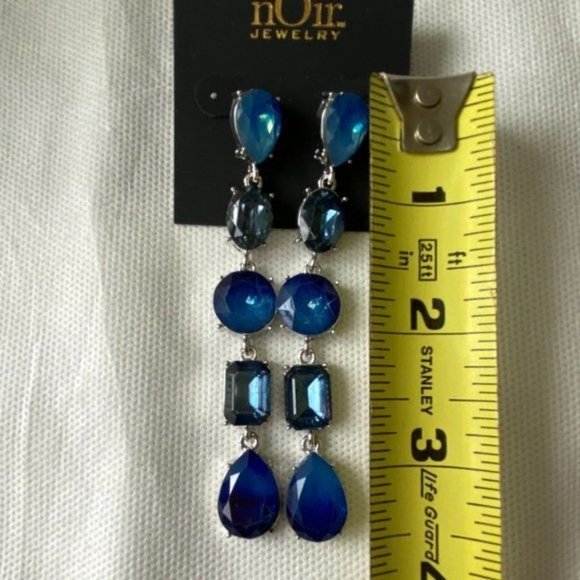 nOir Jewelry Shades of Blue Dangling Jewel Earrings - Picture 3 of 6